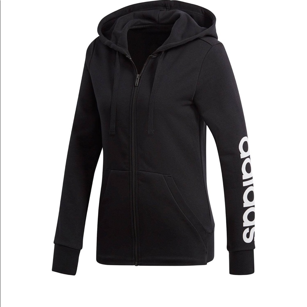 Adidas essential linear logo full zip hoodie